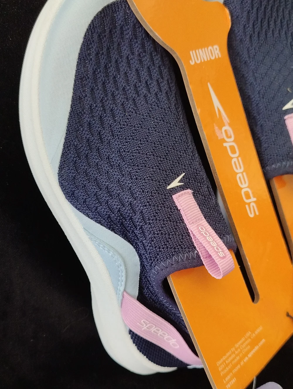 Speedo Junior Water Shoes feature a design on a blue mesh